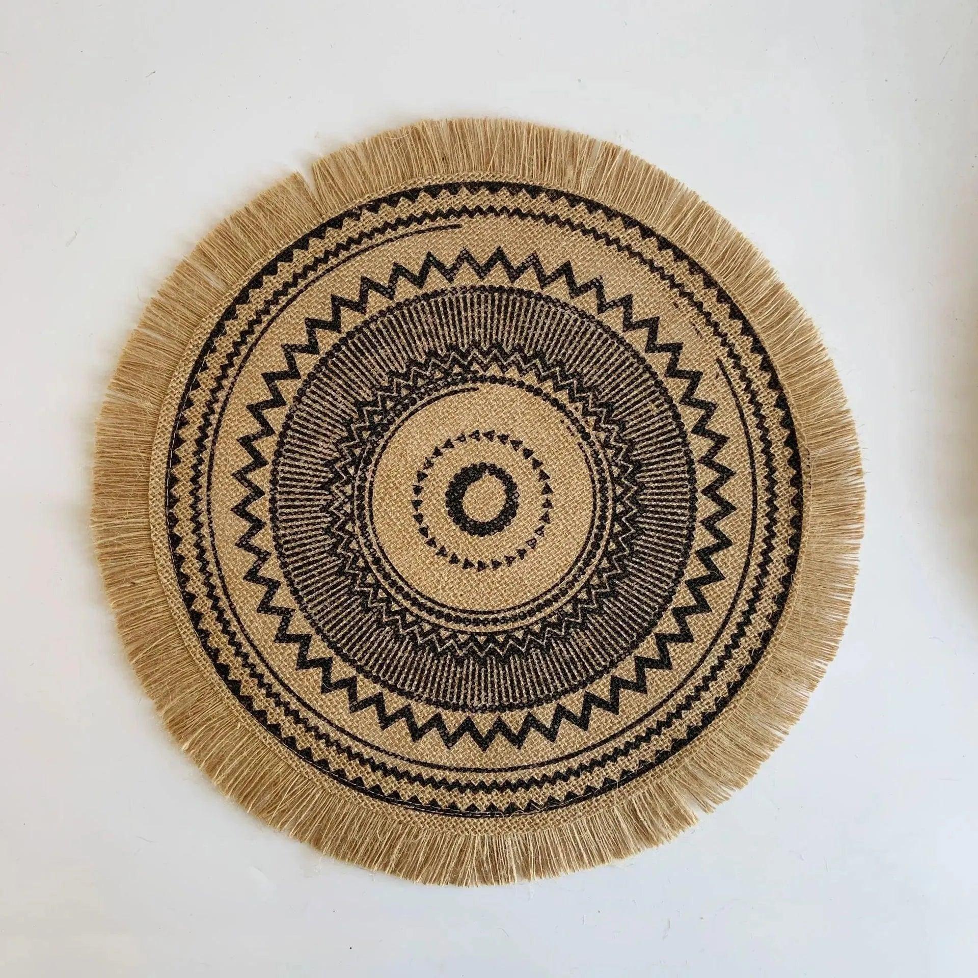Modern Boho Round Table Placemat with Tassel │ Jute Woven Table Accessories Mats For Dining Room │ Kitchenware Tableware - Besontique Home