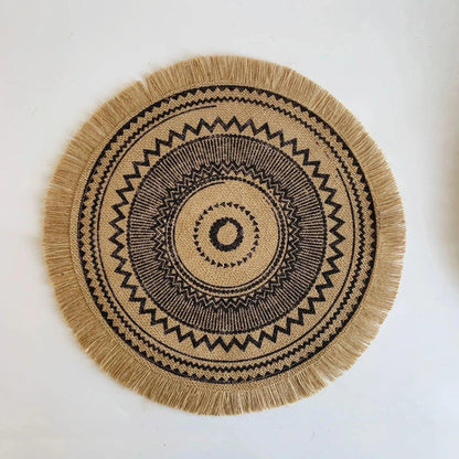 Modern Boho Round Table Placemat with Tassel │ Jute Woven Table Accessories Mats For Dining Room │ Kitchenware Tableware - Besontique Home