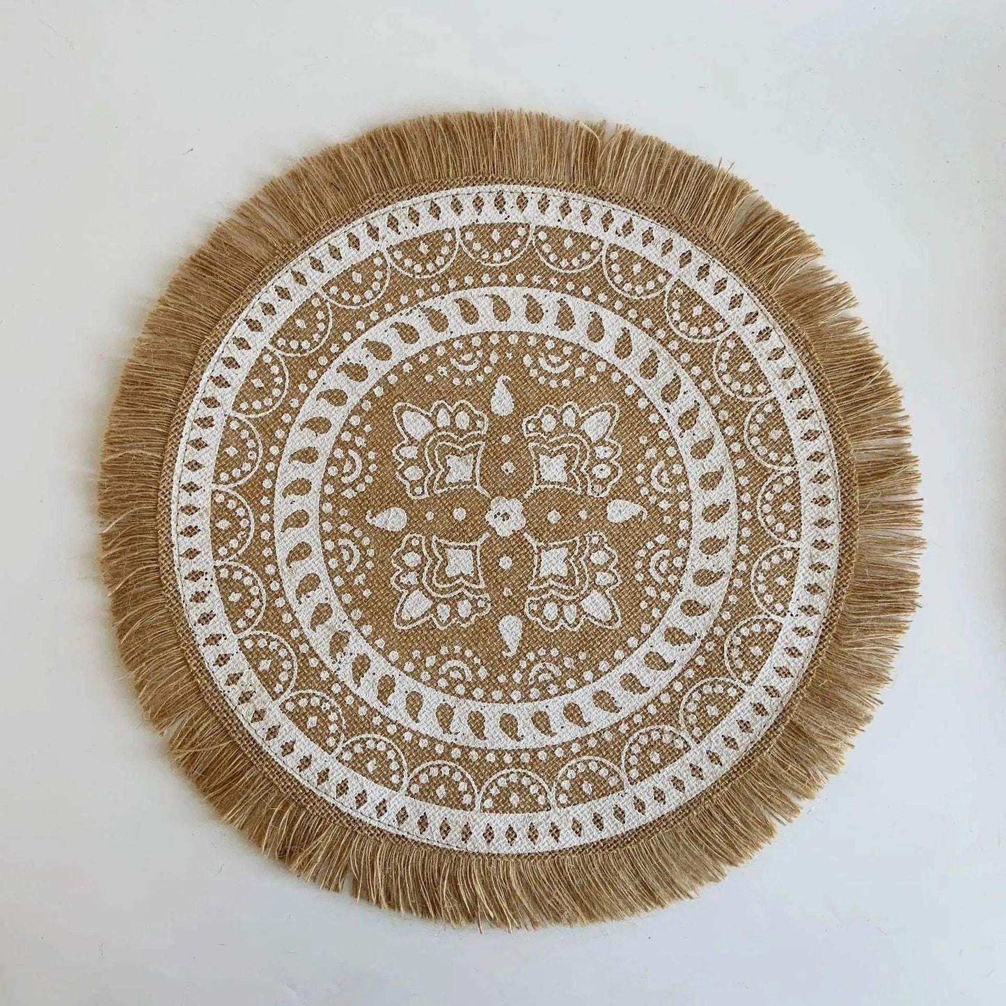 Modern Boho Round Table Placemat with Tassel │ Jute Woven Table Accessories Mats For Dining Room │ Kitchenware Tableware - Besontique Home