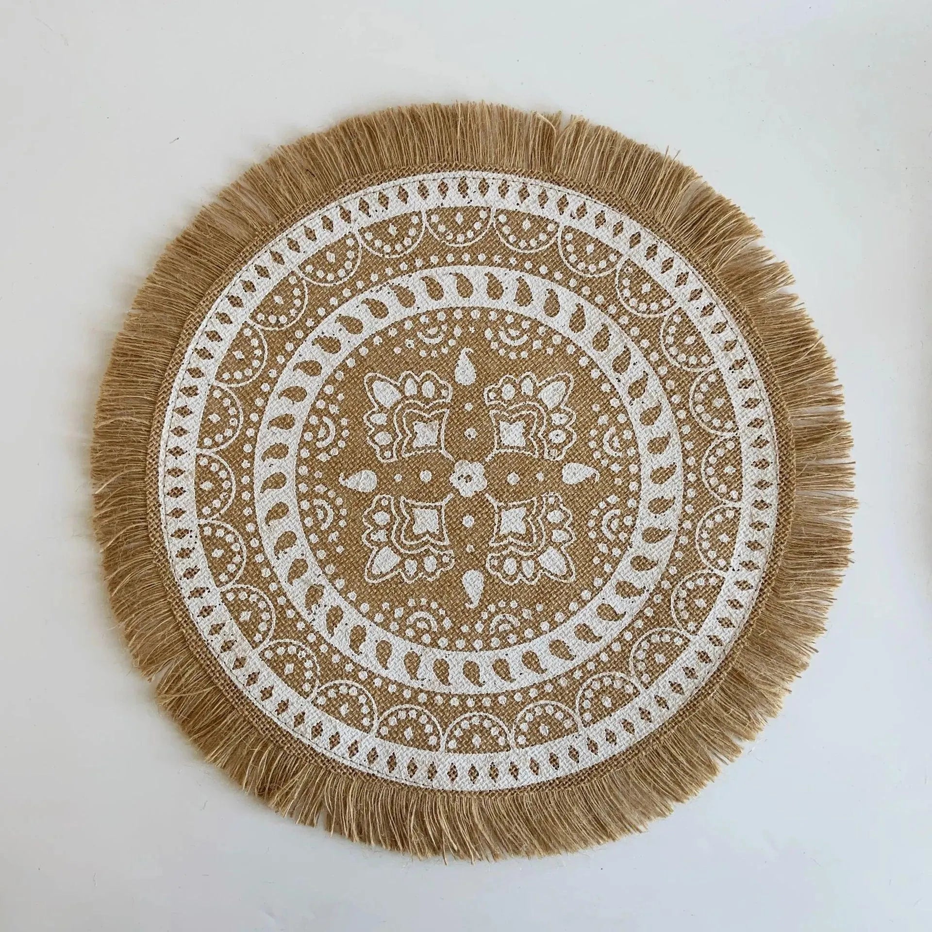Modern Boho Round Table Placemat with Tassel │ Jute Woven Table Accessories Mats For Dining Room │ Kitchenware Tableware - Besontique Home