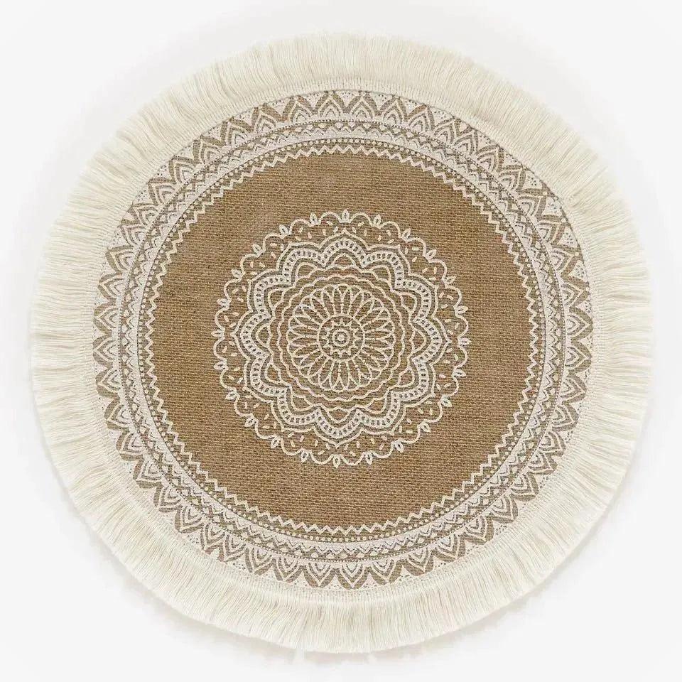 Modern Boho Round Table Placemat with Tassel │ Jute Woven Table Accessories Mats For Dining Room │ Kitchenware Tableware - Besontique Home