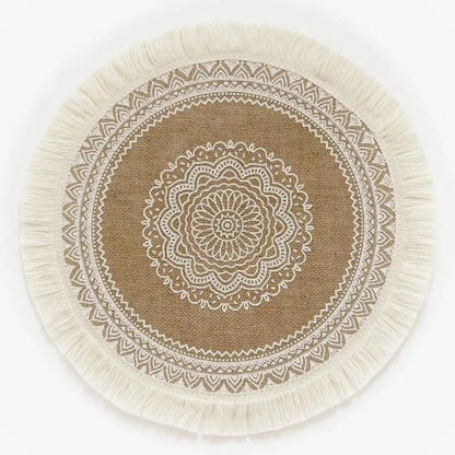 Modern Boho Round Table Placemat with Tassel │ Jute Woven Table Accessories Mats For Dining Room │ Kitchenware Tableware - Besontique Home