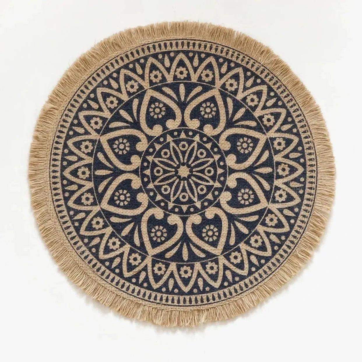 Modern Boho Round Table Placemat with Tassel │ Jute Woven Table Accessories Mats For Dining Room │ Kitchenware Tableware - Besontique Home
