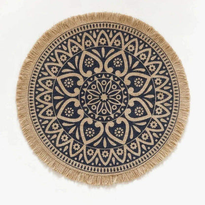 Modern Boho Round Table Placemat with Tassel │ Jute Woven Table Accessories Mats For Dining Room │ Kitchenware Tableware - Besontique Home