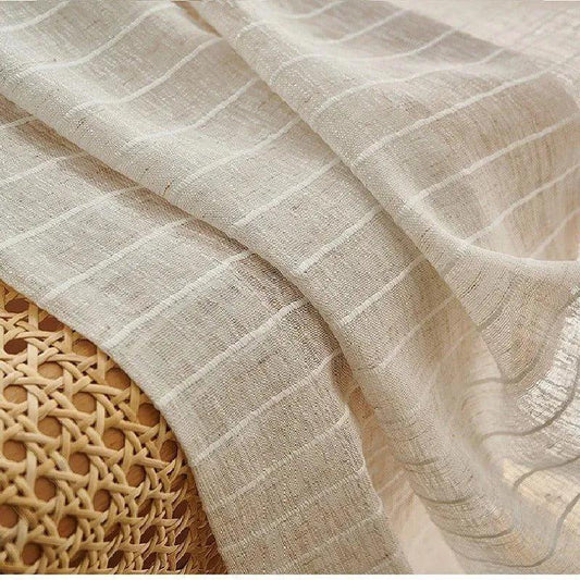 Modern Boho Style Yarn Linen Stripe Curtain - Besontique Home