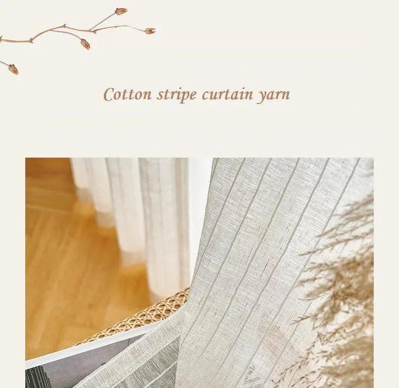 Modern Boho Style Yarn Linen Stripe Curtain - Besontique Home