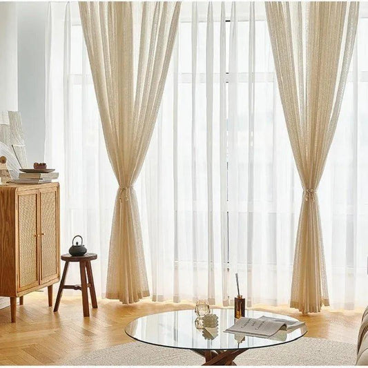 Modern Boho Style Yarn Linen Stripe Curtain - Besontique Home