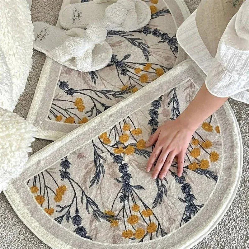 Modern Floral Bedside Decorative Rug │ Anti-slip Absorbent Bathroom Mat - Besontique