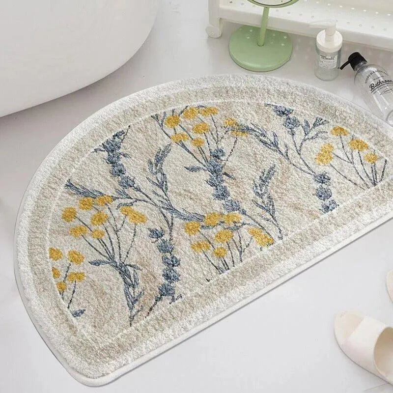 Modern Floral Bedside Decorative Rug │ Anti-slip Absorbent Bathroom Mat - Besontique