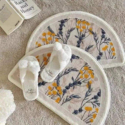 Modern Floral Bedside Decorative Rug │ Anti-slip Absorbent Bathroom Mat - Besontique Home