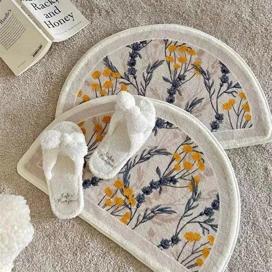 Modern Floral Bedside Decorative Rug │ Anti-slip Absorbent Bathroom Mat - Besontique Home