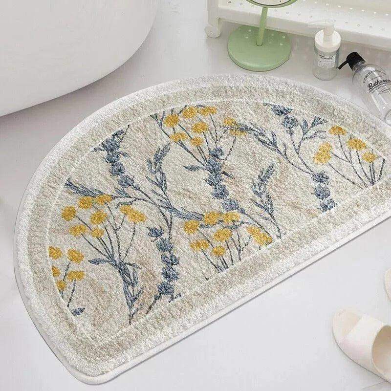 Modern Floral Bedside Decorative Rug │ Anti-slip Absorbent Bathroom Mat - Besontique Home