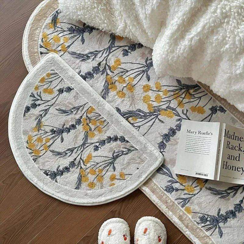 Modern Floral Bedside Decorative Rug │ Anti-slip Absorbent Bathroom Mat - Besontique Home