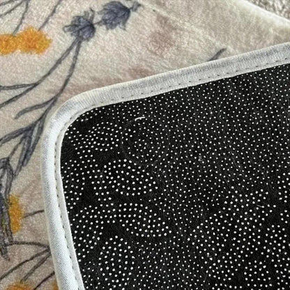 Modern Floral Fluffy Bedside Decorative Oval Rug │ Soft Anti-slip Absorbent Bathroom Floor Mat - Besontique Home