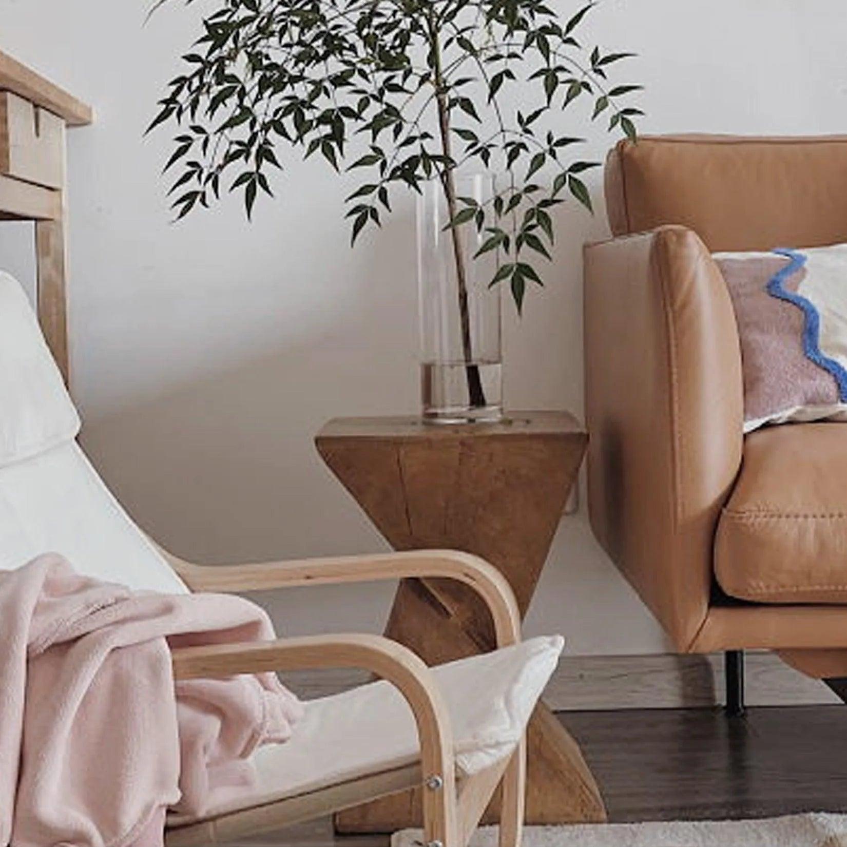 Modern Geometry Antique Side Table │ Lightweight Concrete Wooden Table Furniture - Besontique Home