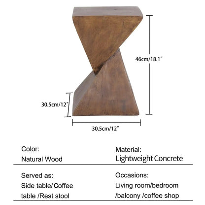 Modern Geometry Antique Side Table │ Lightweight Concrete Wooden Table Furniture - Besontique Home