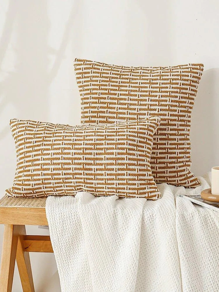 Modern Handmade Woven Cushion Cover │ Geometric Pattern Pillowcase │ For Bed Sofa Couch Living Room - Besontique