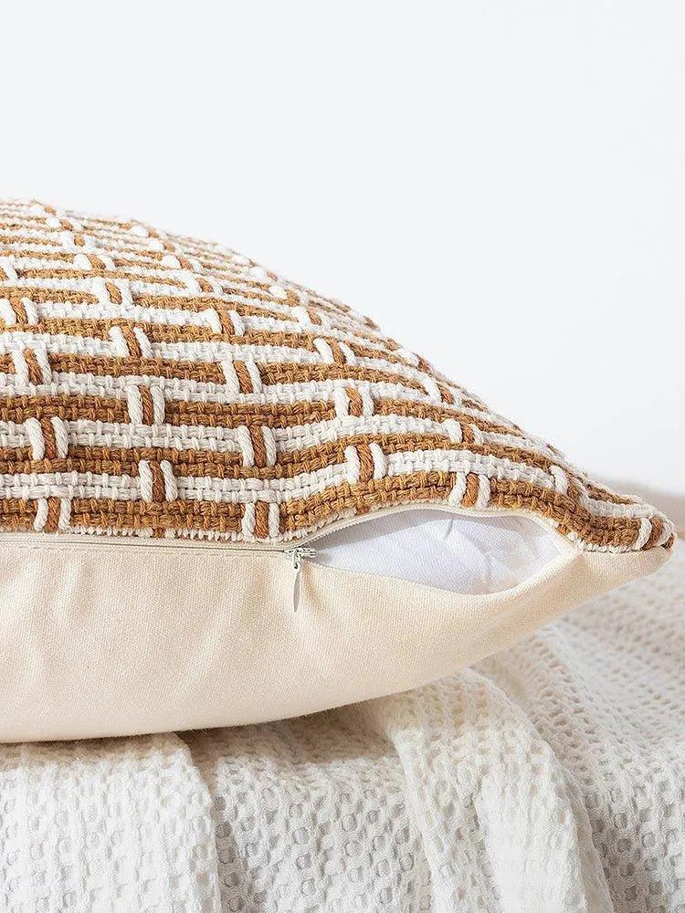 Modern Handmade Woven Cushion Cover │ Geometric Pattern Pillowcase │ For Bed Sofa Couch Living Room - Besontique Home