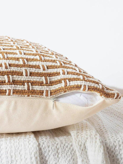 Modern Handmade Woven Cushion Cover │ Geometric Pattern Pillowcase │ For Bed Sofa Couch Living Room - Besontique Home