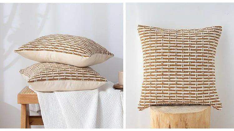 Modern Handmade Woven Cushion Cover │ Geometric Pattern Pillowcase │ For Bed Sofa Couch Living Room - Besontique Home