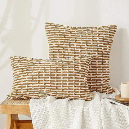 Modern Handmade Woven Cushion Cover │ Geometric Pattern Pillowcase │ For Bed Sofa Couch Living Room - Besontique Home