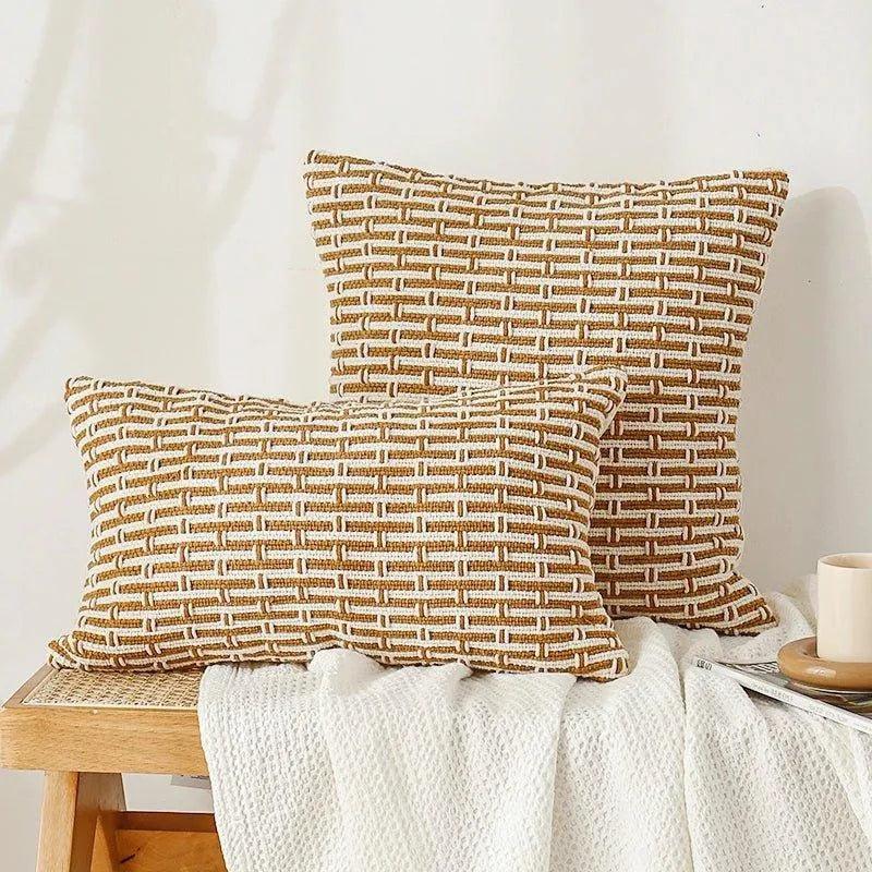 Modern Handmade Woven Cushion Cover │ Geometric Pattern Pillowcase │ For Bed Sofa Couch Living Room - Besontique Home