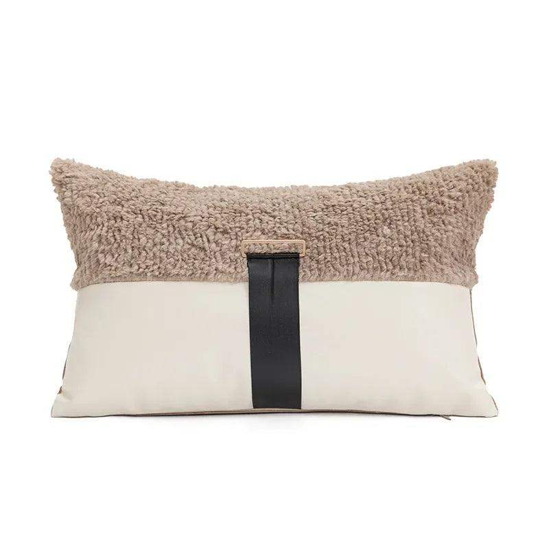Modern Jacquard Embroidered Cushion Cover │ Geometric Beige Black Luxury Design Throw Pillow Covers - Besontique Home