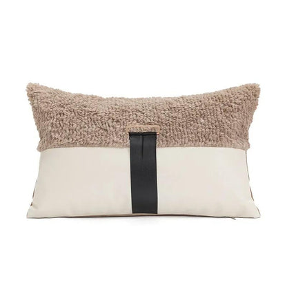 Modern Jacquard Embroidered Cushion Cover │ Geometric Beige Black Luxury Design Throw Pillow Covers - Besontique Home