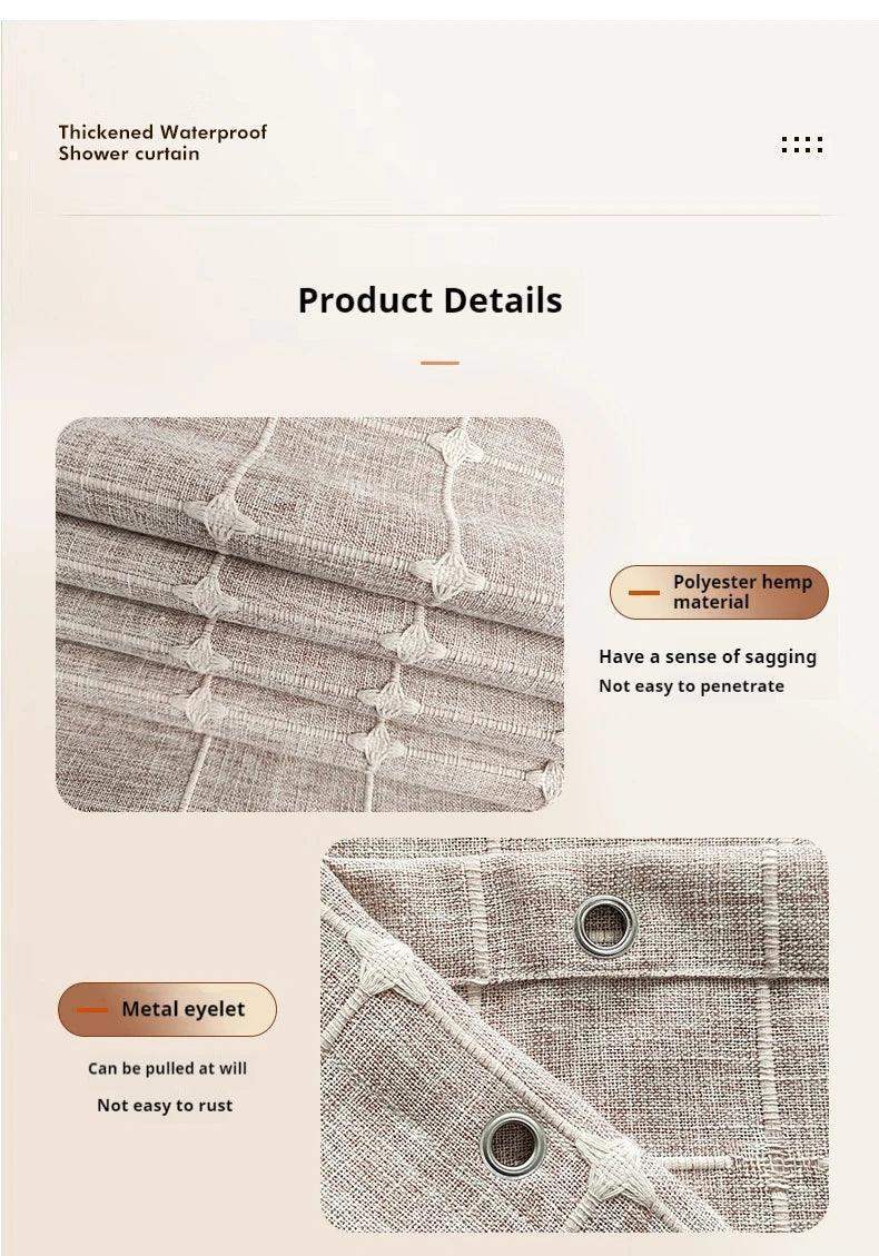 Modern Jacquard Linen Shower Curtain with Tassels (1 pcs) │ For Nordic Style Bathroom Decor - Besontique Home