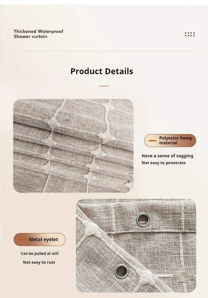 Modern Jacquard Linen Shower Curtain with Tassels (1 pcs) │ For Nordic Style Bathroom Decor - Besontique Home