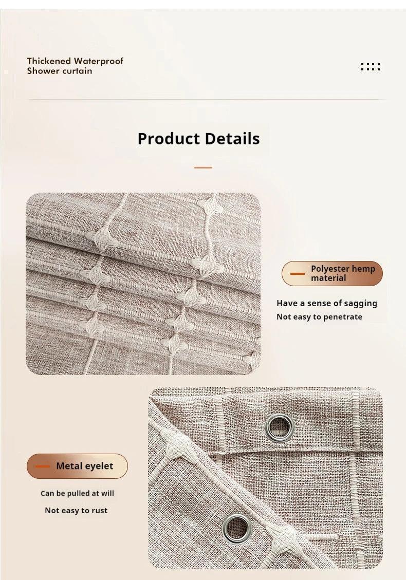 Modern Jacquard Linen Shower Curtain with Tassels (1 pcs) │ For Nordic Style Bathroom Decor - Besontique Home