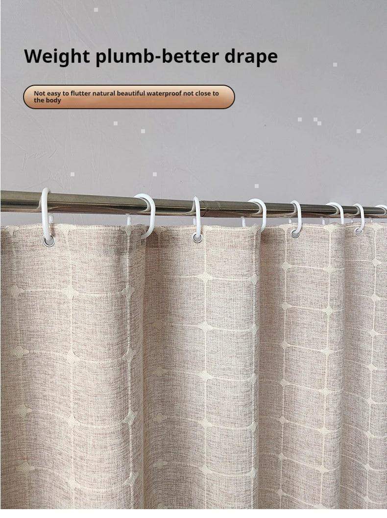 Modern Jacquard Linen Shower Curtain with Tassels (1 pcs) │ For Nordic Style Bathroom Decor - Besontique Home
