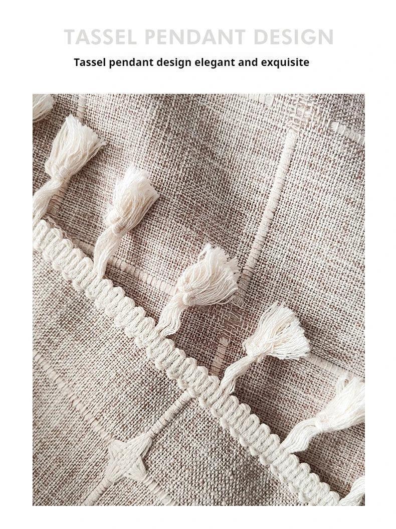 Modern Jacquard Linen Shower Curtain with Tassels (1 pcs) │ For Nordic Style Bathroom Decor - Besontique Home