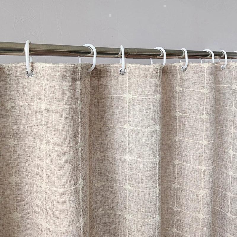 Modern Jacquard Linen Shower Curtain with Tassels (1 pcs) │ For Nordic Style Bathroom Decor - Besontique Home