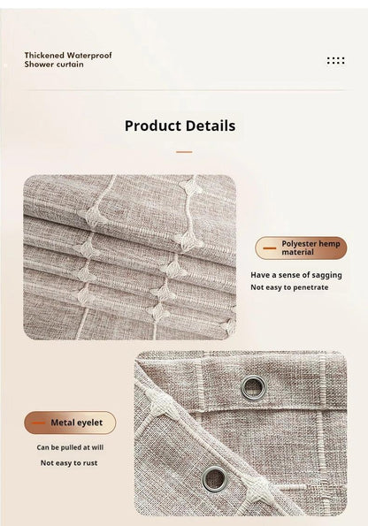 Modern Jacquard Linen Shower Curtain with Tassels (1 pcs) │ For Nordic Style Bathroom Decor - Besontique Home