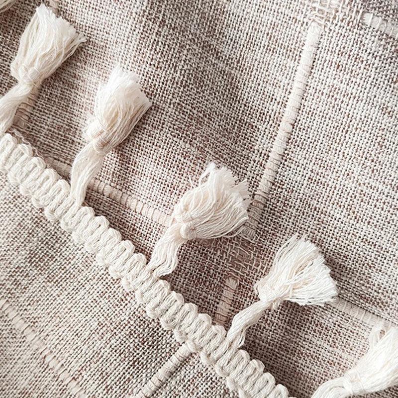 Modern Jacquard Linen Shower Curtain with Tassels (1 pcs) │ For Nordic Style Bathroom Decor - Besontique Home