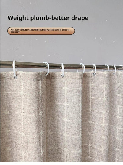 Modern Jacquard Linen Shower Curtain with Tassels (1 pcs) │ For Nordic Style Bathroom Decor - Besontique Home