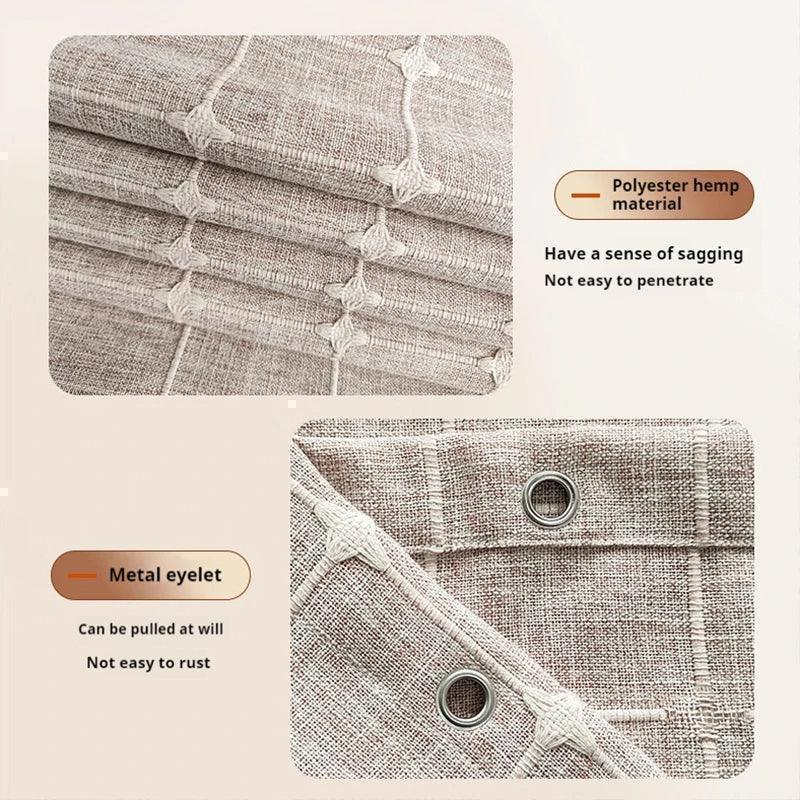 Modern Jacquard Linen Shower Curtain with Tassels (1 pcs) │ For Nordic Style Bathroom Decor - Besontique Home