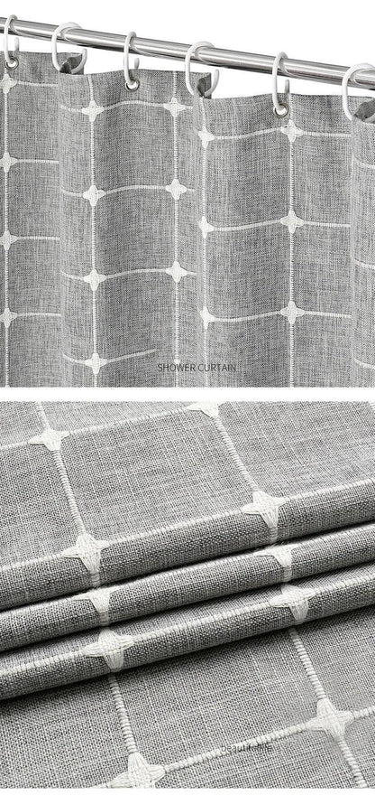 Modern Jacquard Linen Shower Curtain with Tassels (1 pcs) │ For Nordic Style Bathroom Decor - Besontique Home