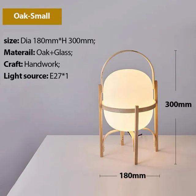 Modern Japandi Lantern Style Wooden Table Lamp - Besontique Home
