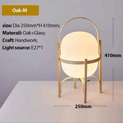 Modern Japandi Lantern Style Wooden Table Lamp - Besontique Home