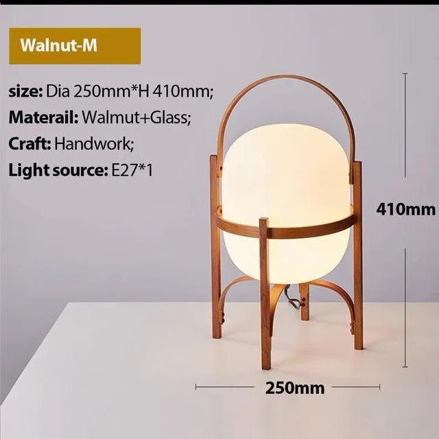 Modern Japandi Lantern Style Wooden Table Lamp - Besontique Home