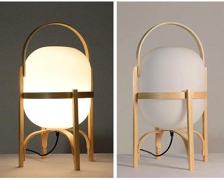 Modern Japandi Lantern Style Wooden Table Lamp - Besontique Home
