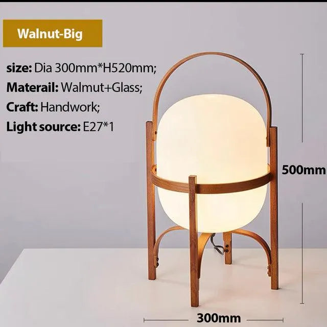 Modern Japandi Lantern Style Wooden Table Lamp - Besontique Home