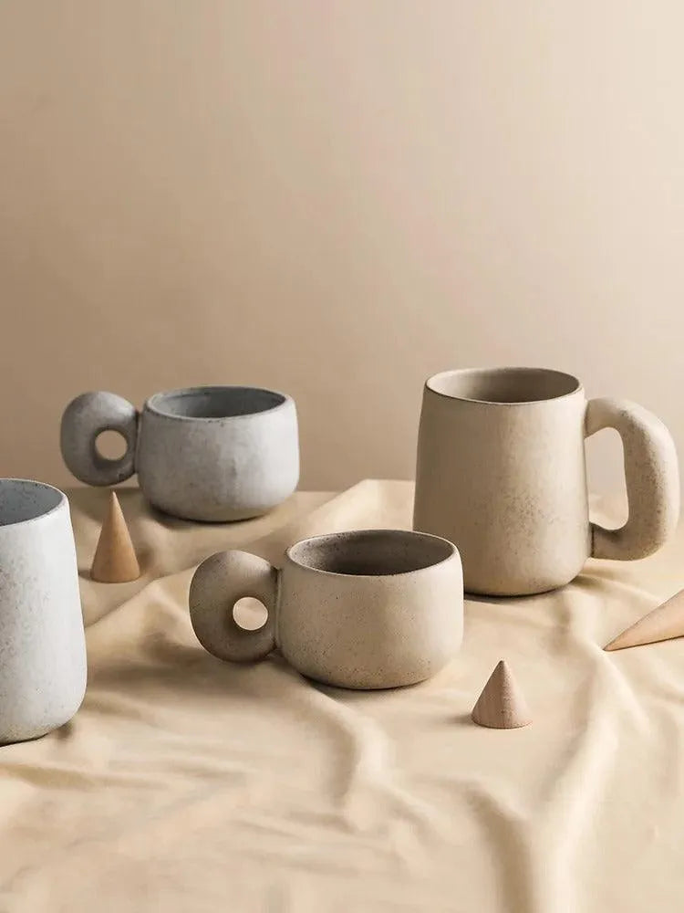 Modern Japanese Stoneware Retro Coffee Mug │ Aesthetic Decorative Cups Kitchenware - Besontique