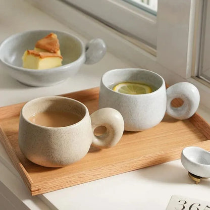 Modern Japanese Stoneware Retro Coffee Mug │ Aesthetic Decorative Cups Kitchenware - Besontique