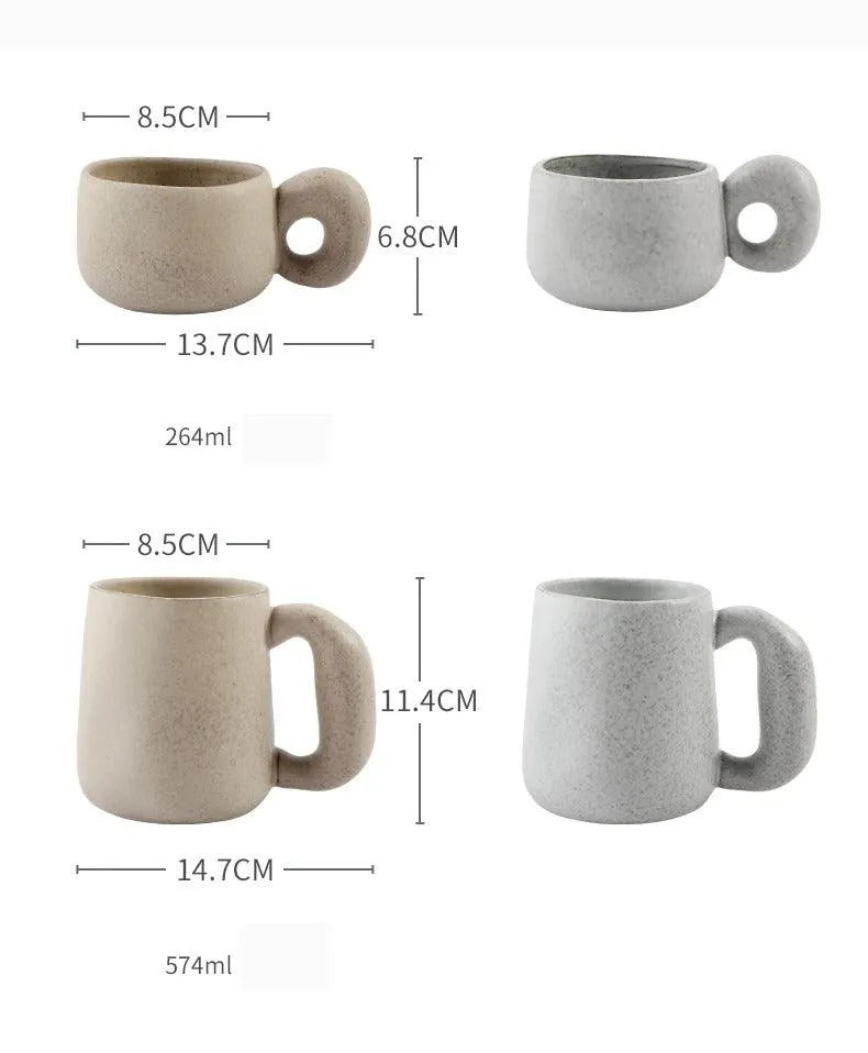 Modern Japanese Stoneware Retro Coffee Mug │ Aesthetic Decorative Cups Kitchenware - Besontique