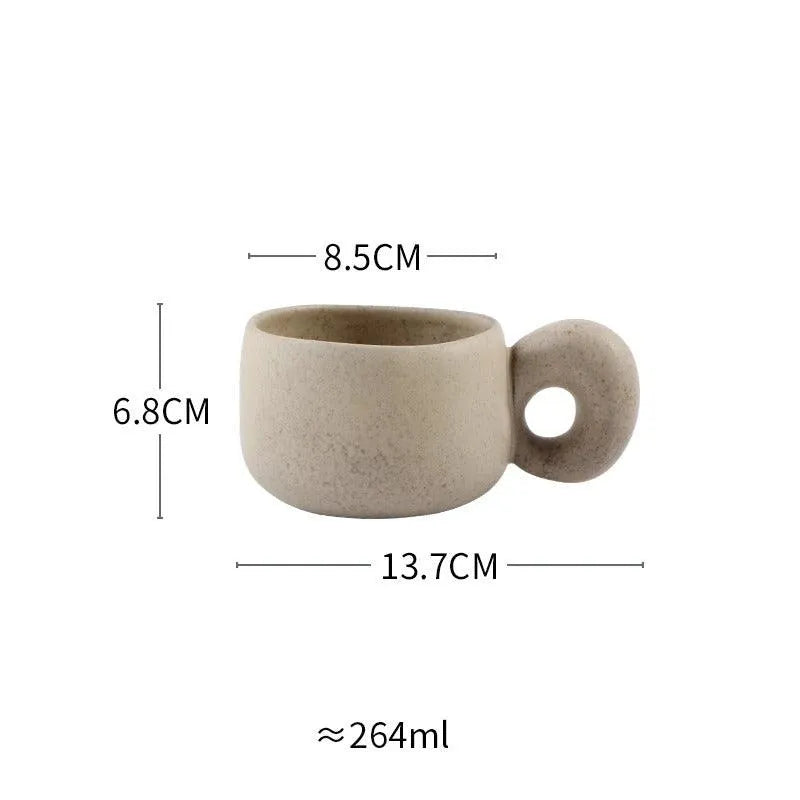 Modern Japanese Stoneware Retro Coffee Mug │ Aesthetic Decorative Cups Kitchenware - Besontique