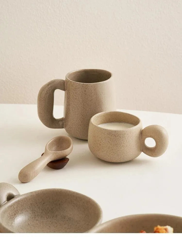 Modern Japanese Stoneware Retro Coffee Mug │ Aesthetic Decorative Cups Kitchenware - Besontique