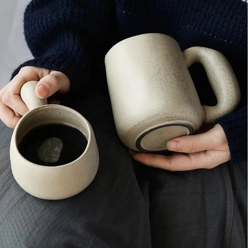 Modern Japanese Stoneware Retro Coffee Mug │ Aesthetic Decorative Cups Kitchenware - Besontique